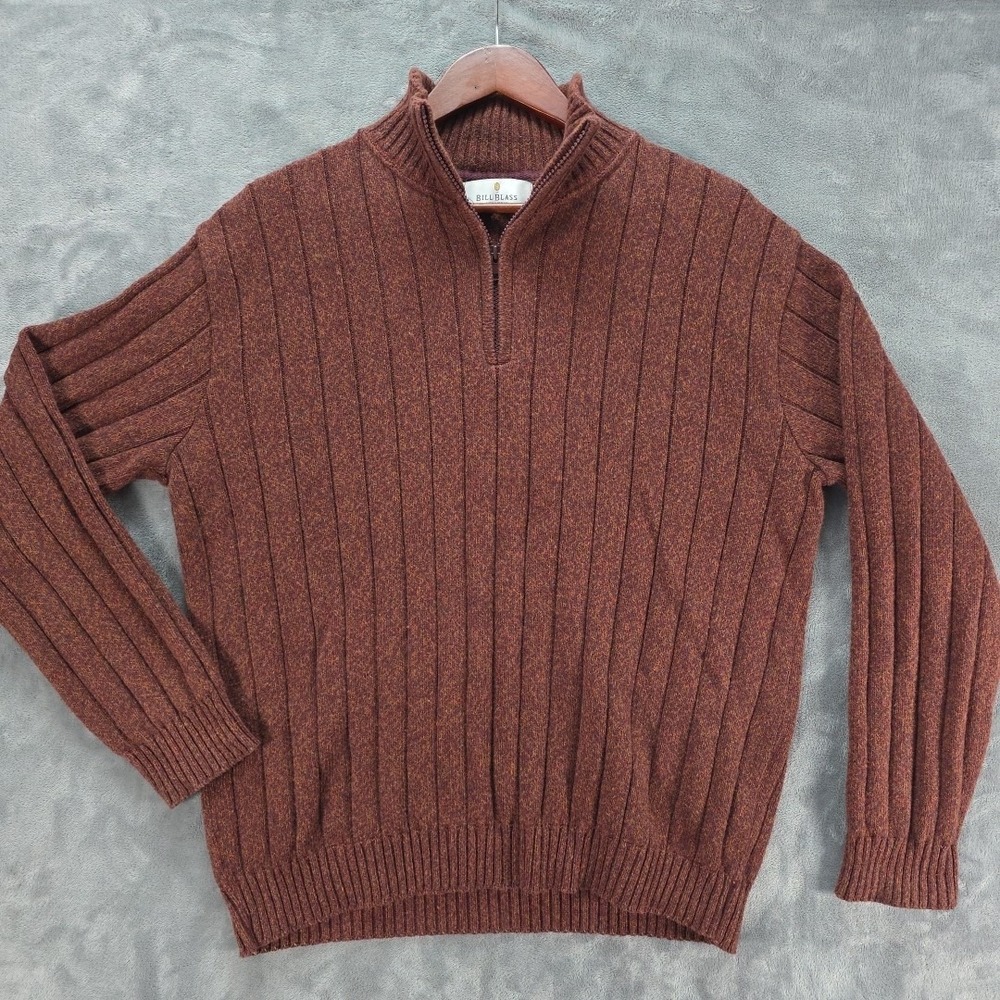 Vintage Bill Blass Heavy Ribbed 1/4 Zip M Sweater Deep Orange Gorpcore Hiking...